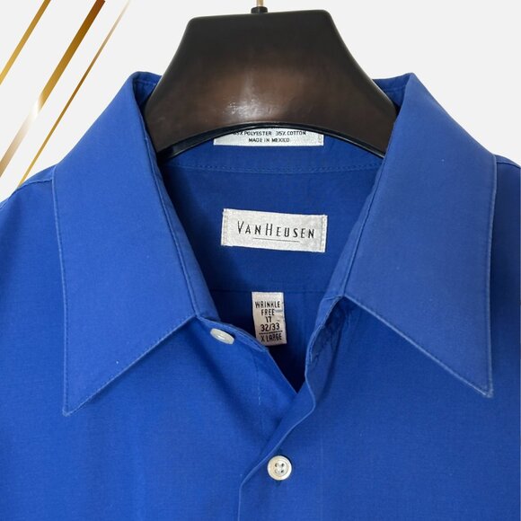 Vibrant Blue Van Heusen Button-up Dress Shirt, XL - Picture 3 of 4